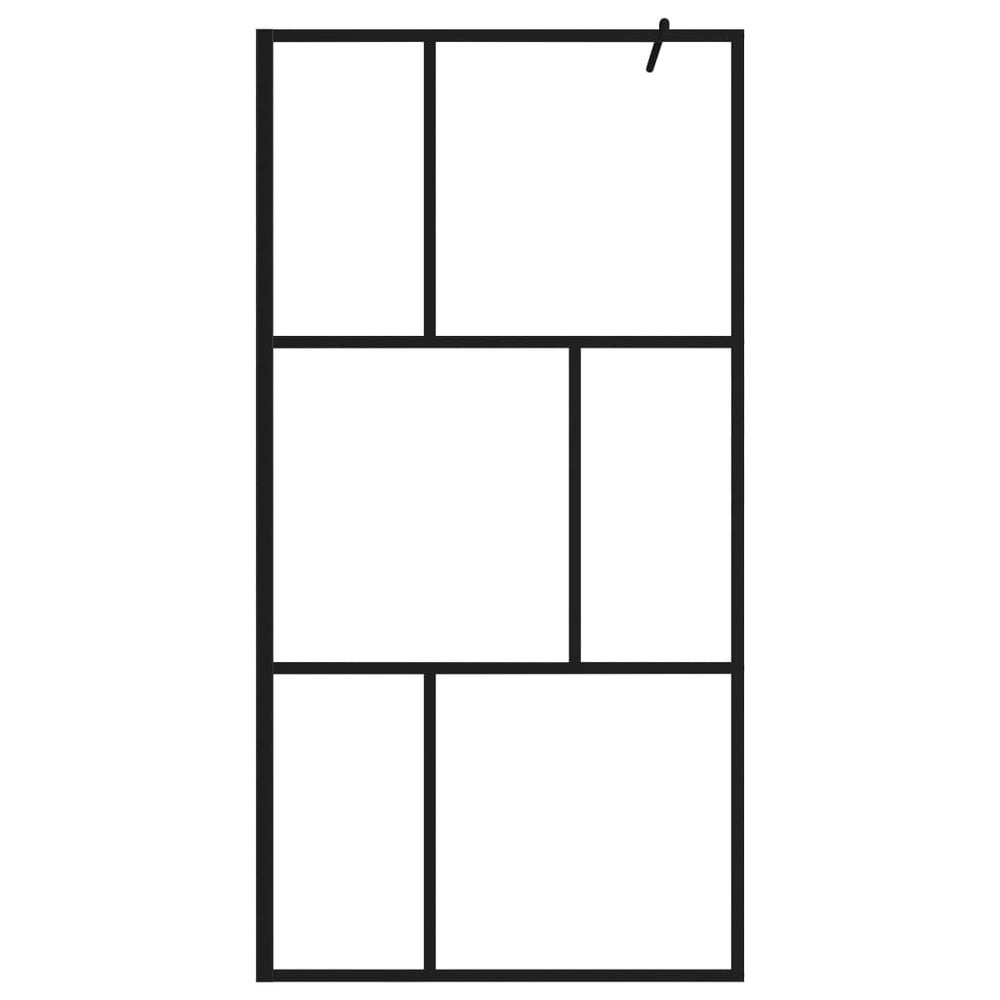 Shower screen with tempered glass, black, 100x195cm