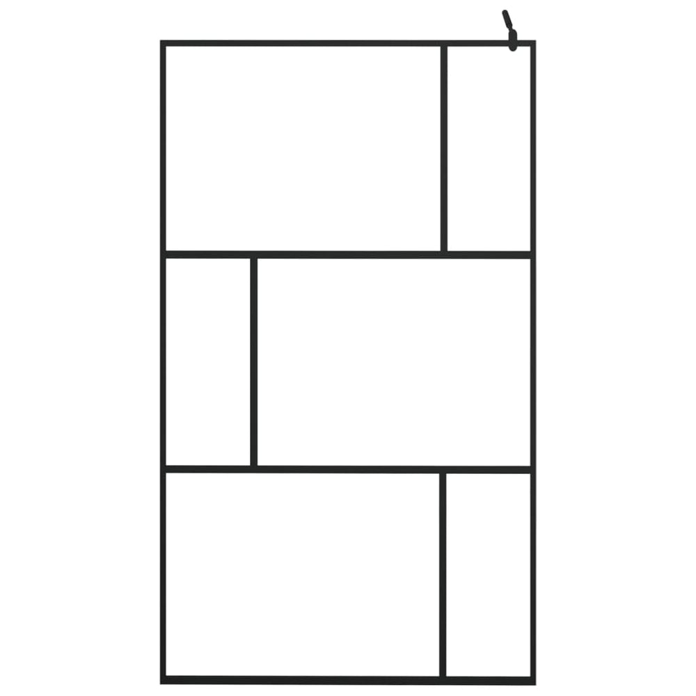 Shower screen with tempered glass, black, 115x195cm