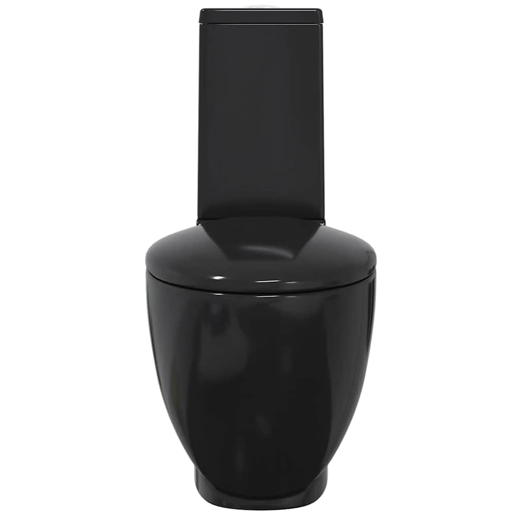 Toilet, black, round, ceramic