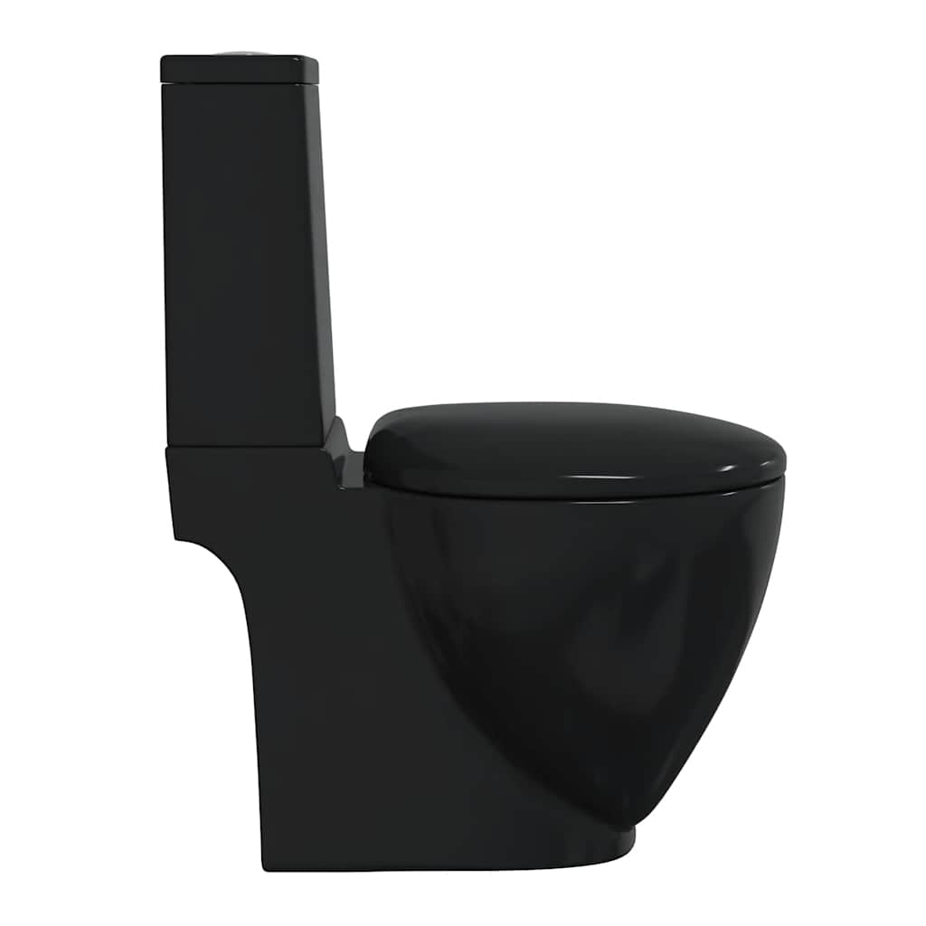 Toilet, black, round, ceramic