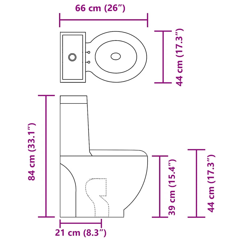 Toilet, black, round, ceramic