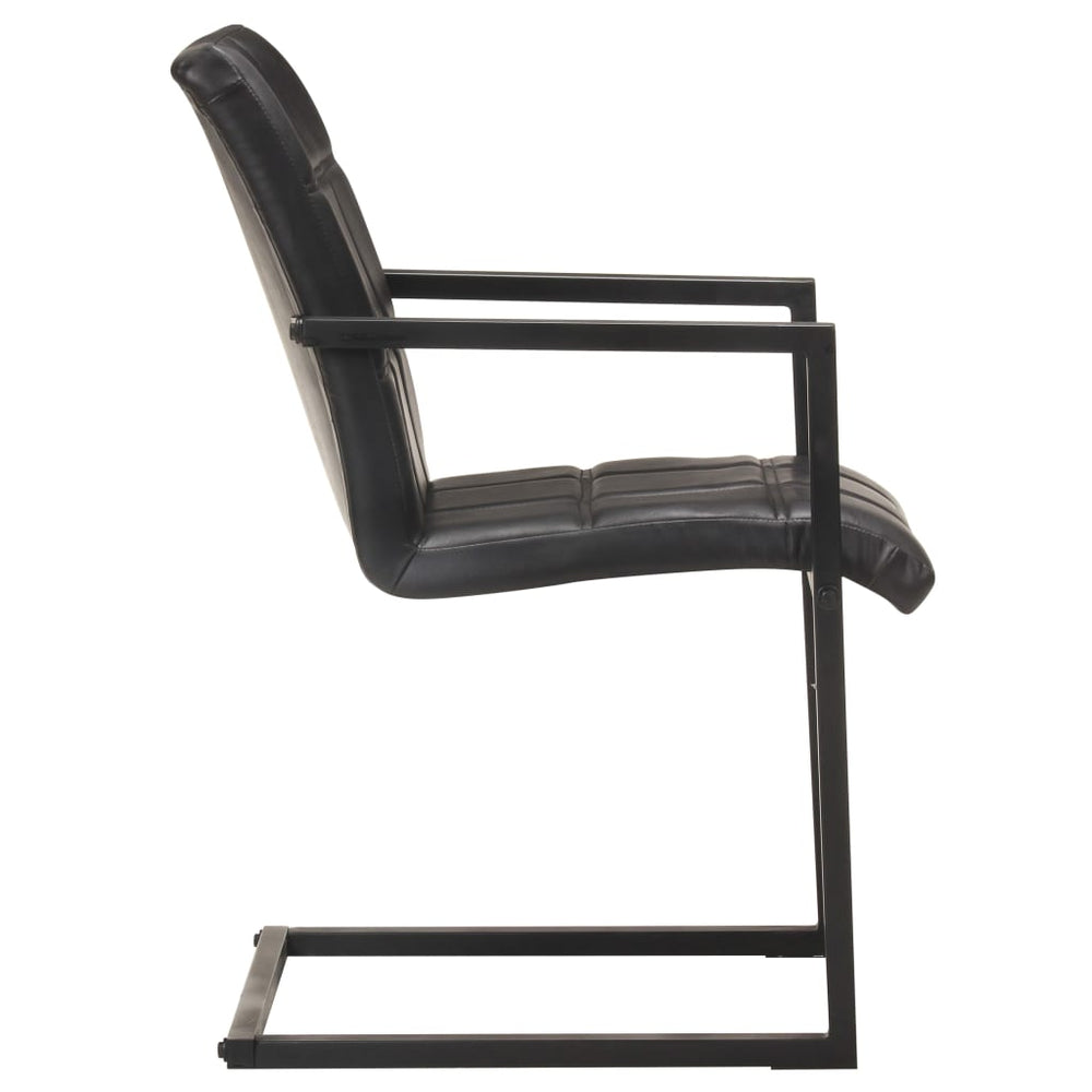 Cantilever Dining Chairs, 4 pcs., black, genuine leather