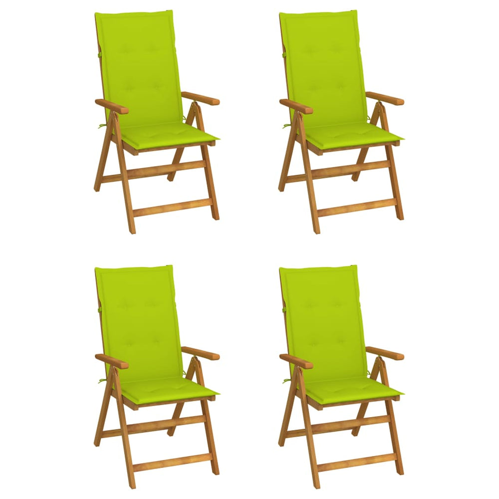 Reclining Garden Chairs with Cushions, 4 pcs, Solid Acacia Wood