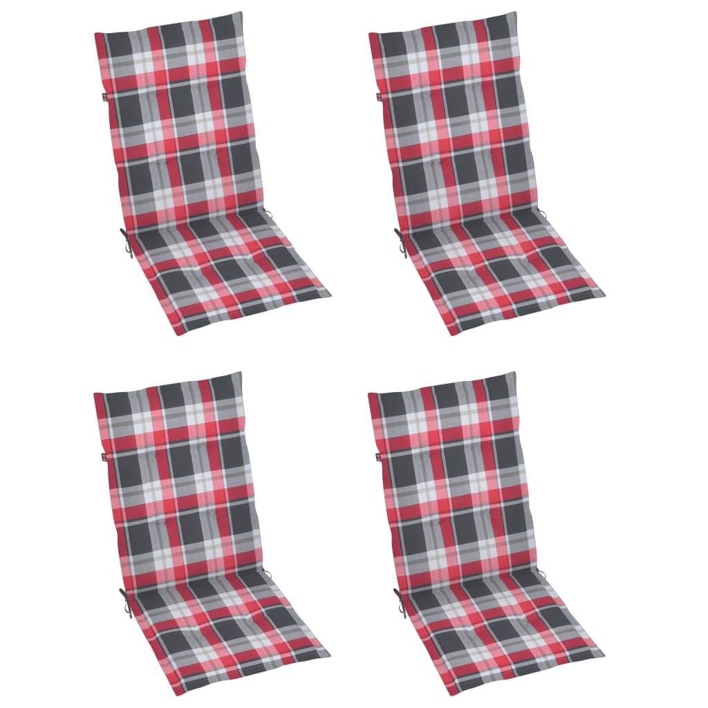 Reclining Garden Chairs with Cushions, 4 pcs, Solid Acacia Wood
