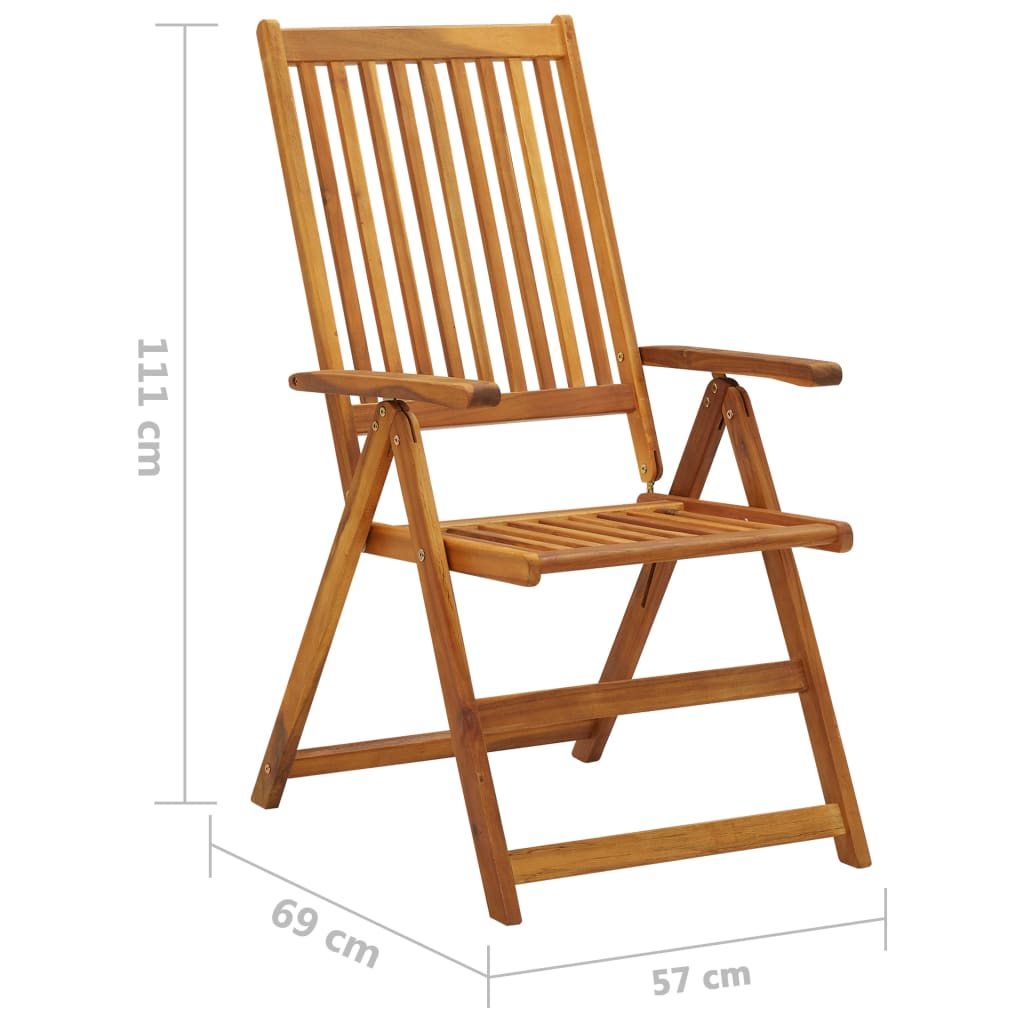 Reclining Garden Chairs with Cushions, 4 pcs, Solid Acacia Wood