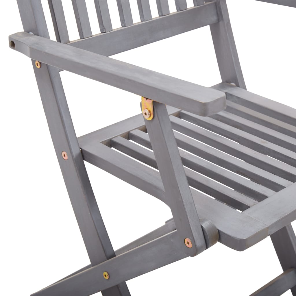 Folding outdoor chairs with cushions, 6 pcs., solid acacia wood