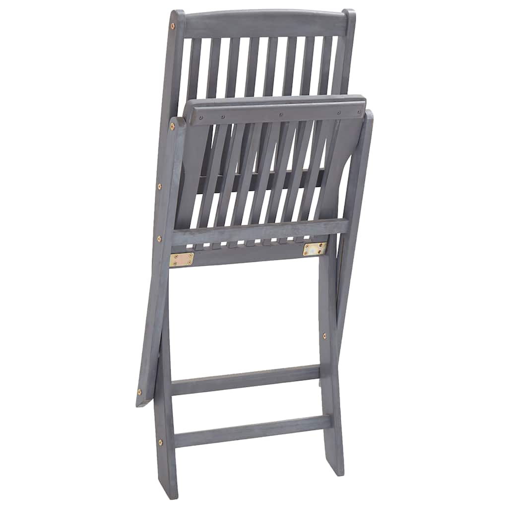 Folding outdoor chairs with cushions, 6 pcs., solid acacia wood