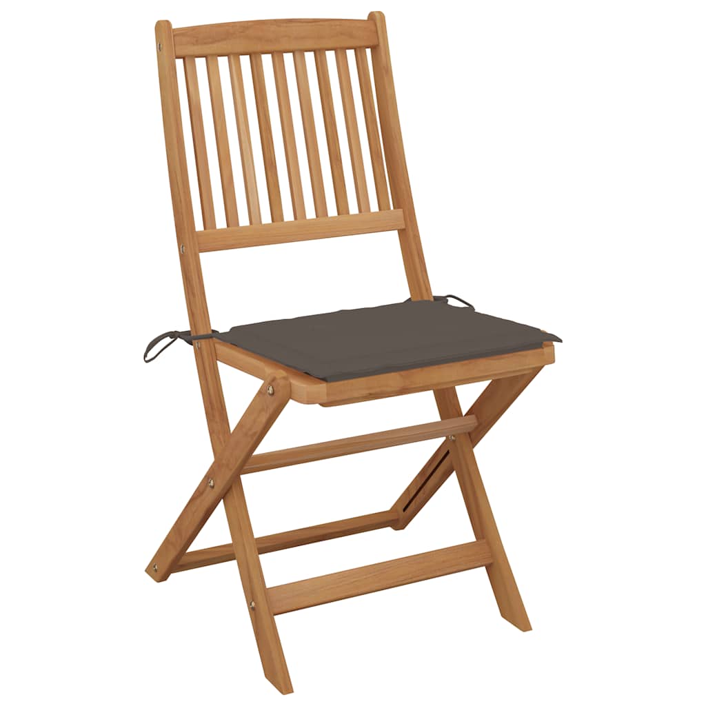 Folding Garden Chairs with Cushions, 6 pcs, Solid Acacia Wood