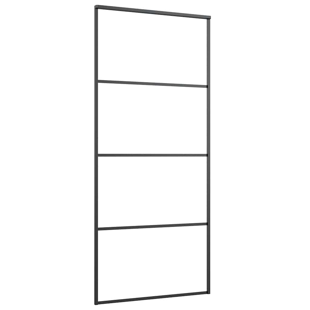 Stumdomos durys, juodos, 90x205cm, aliuminis ir ESG stiklas