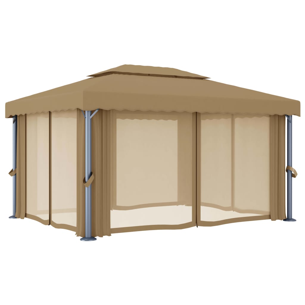 Pavėsinė su užuolaidomis ALCOTT, taupe, 4x3m
