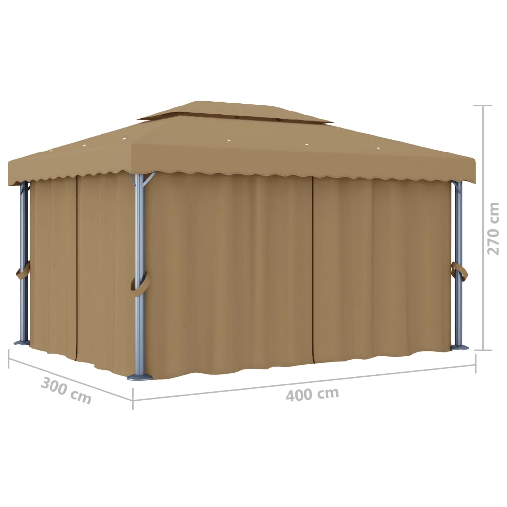 Pavėsinė su užuolaidomis ALCOTT, taupe, 4x3m