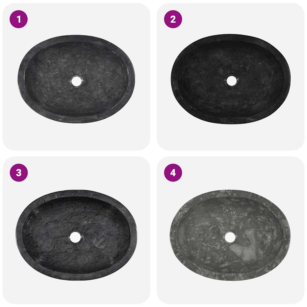 Basin, black, 53x40x15cm, marble