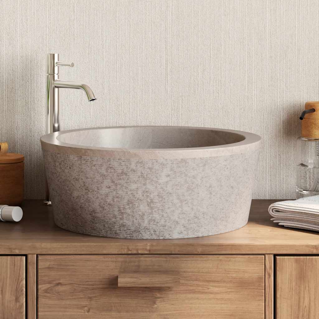 Basin, grey, diameter 40x15cm, marble