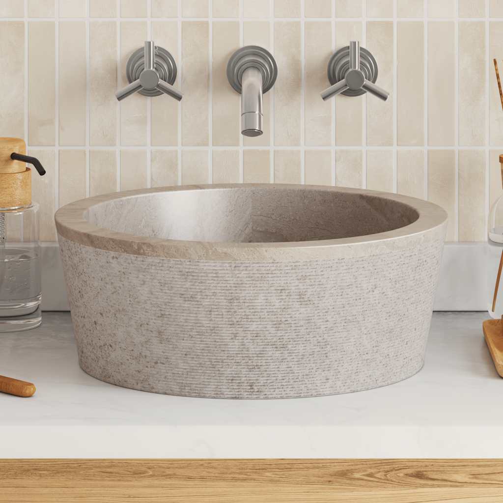 Basin, grey, diameter 40x15cm, marble