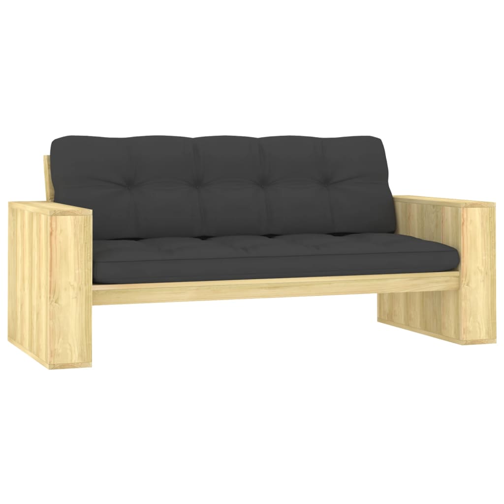 Dārza sols ar antracīta krāsas spilveniem, 179 cm, priede