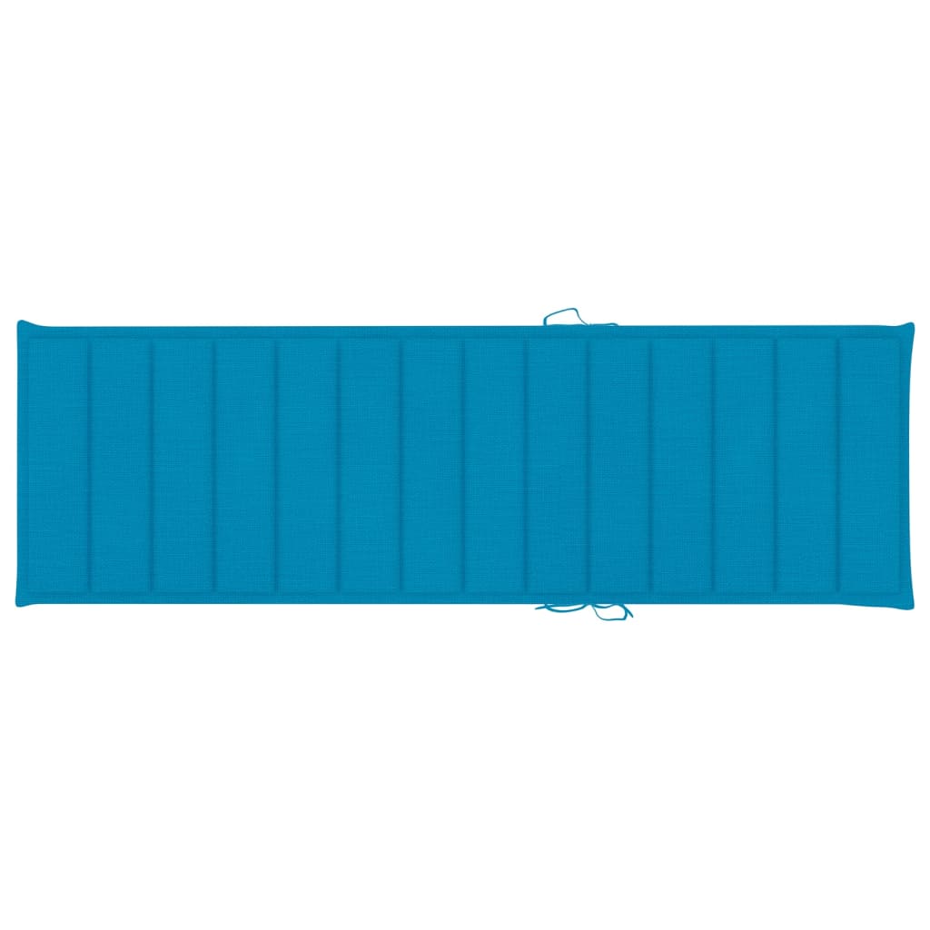 Sun lounger with blue mattress, impregnated pine wood