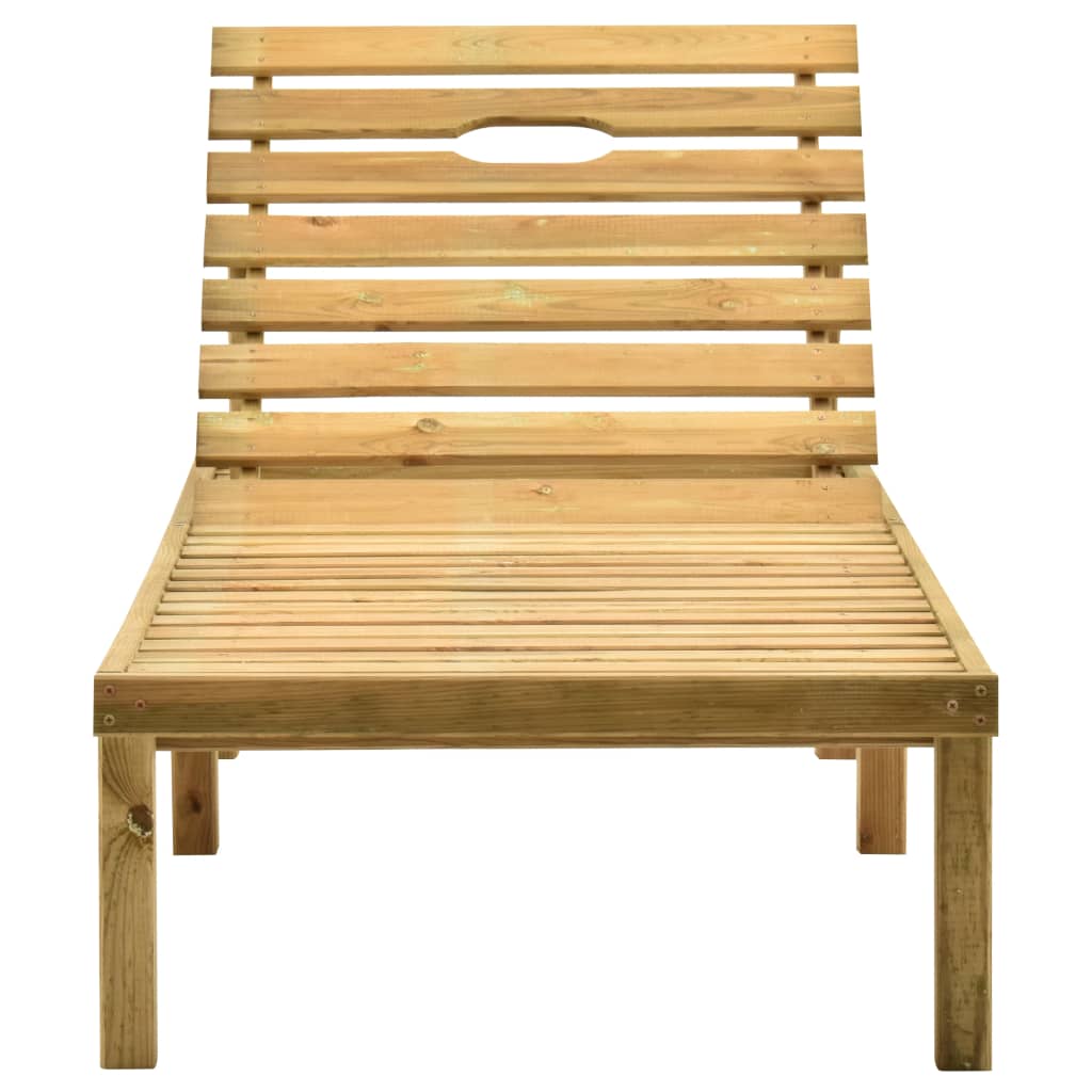 Sun lounger with a taupe mattress, impregnated pine