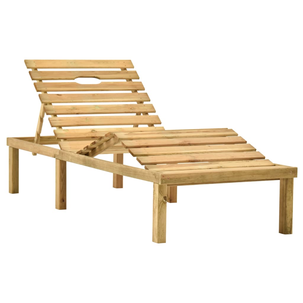 Garden sun lounger with table and mattress, impregnated pine