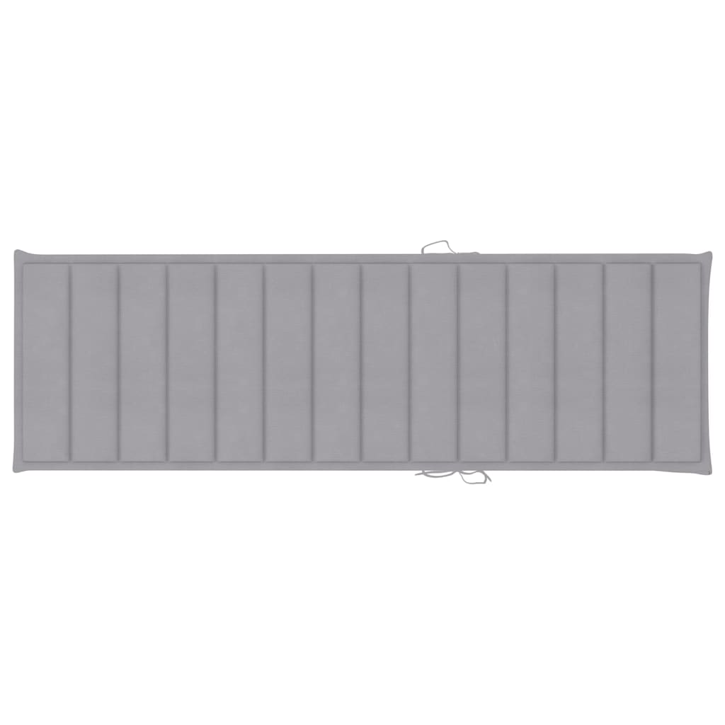 Two-seater sun lounger with grey cushions, pine wood