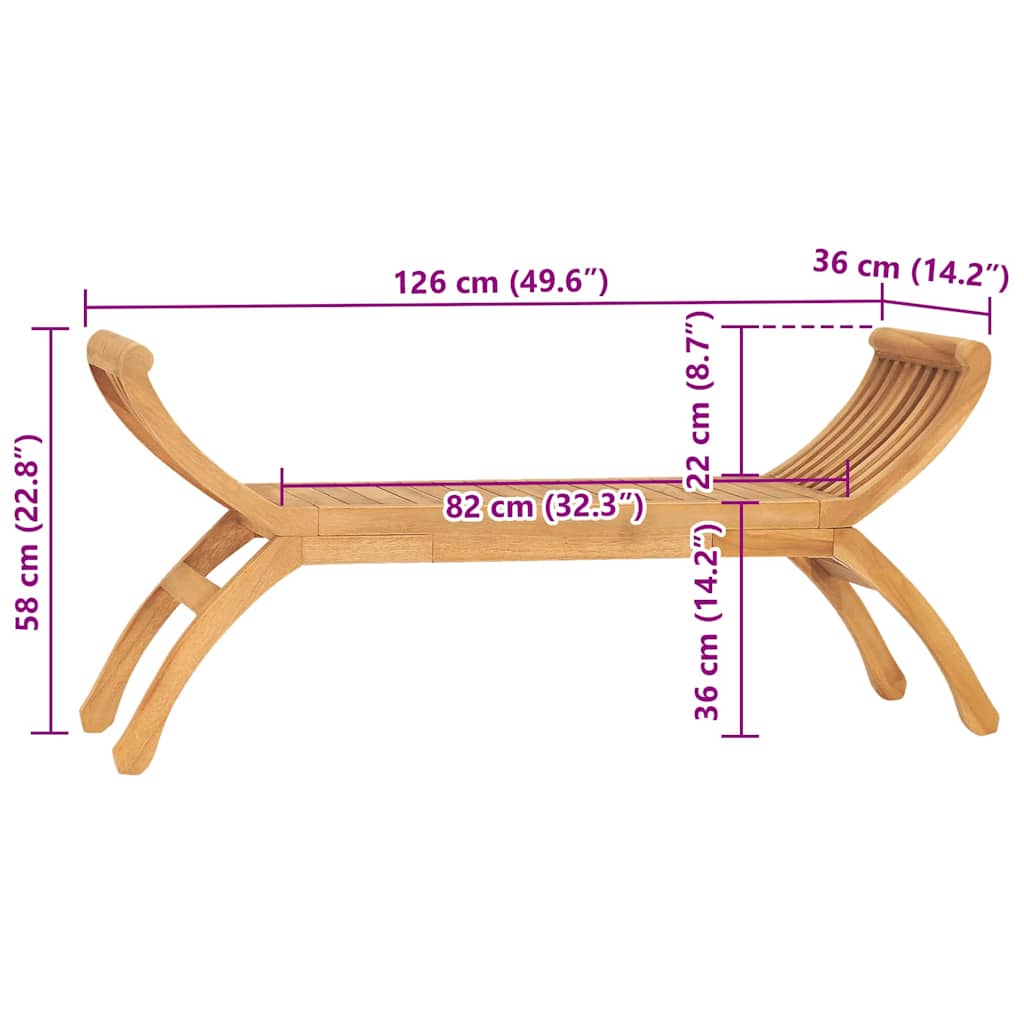 Sodo suoliukas, 126cm, tikmedžio medienos masyvas