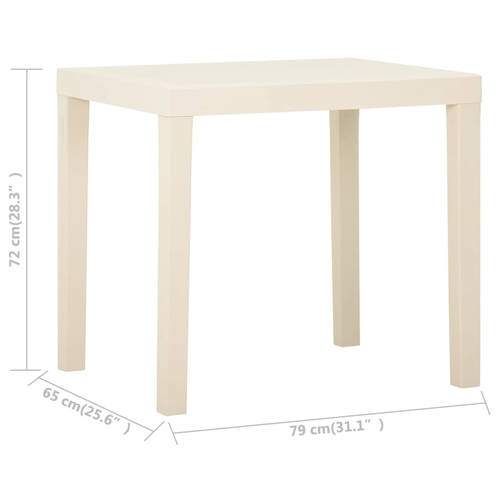 Sodo stalas, baltos spalvos, 79x65x72cm, plastikas