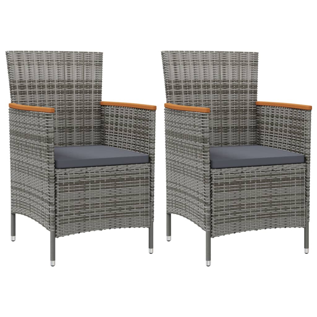 Garden Dining Chairs, 2 pcs., Grey, Poly Rattan
