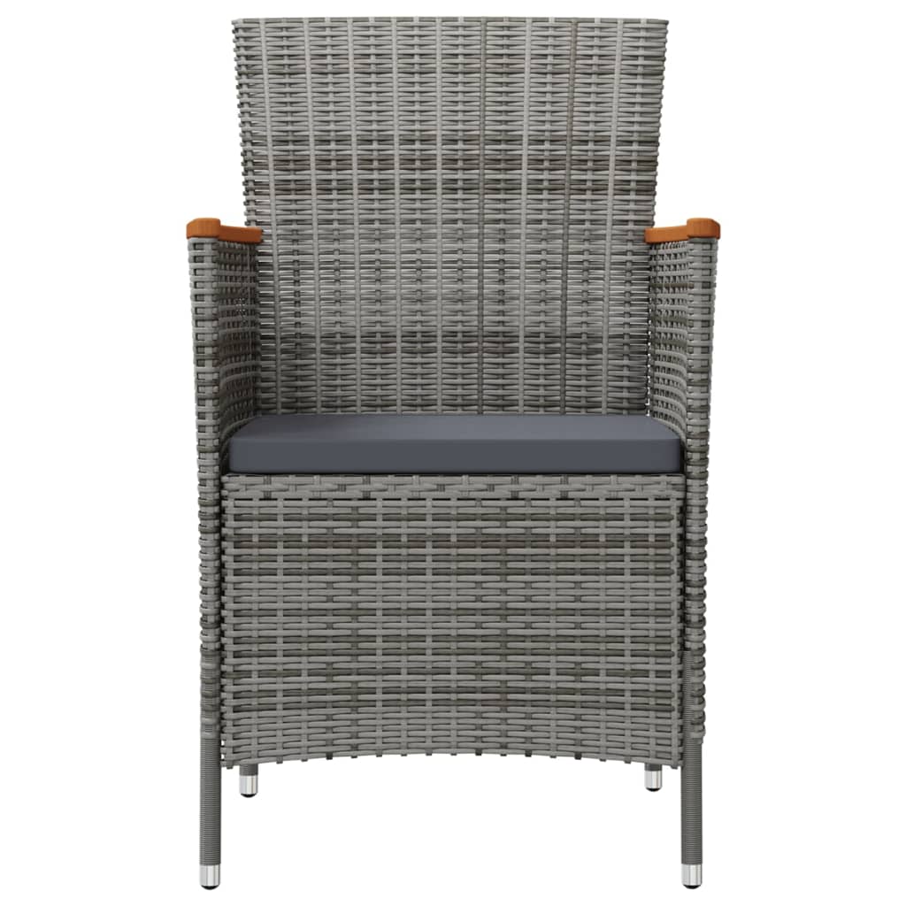 Garden Dining Chairs, 2 pcs., Grey, Poly Rattan