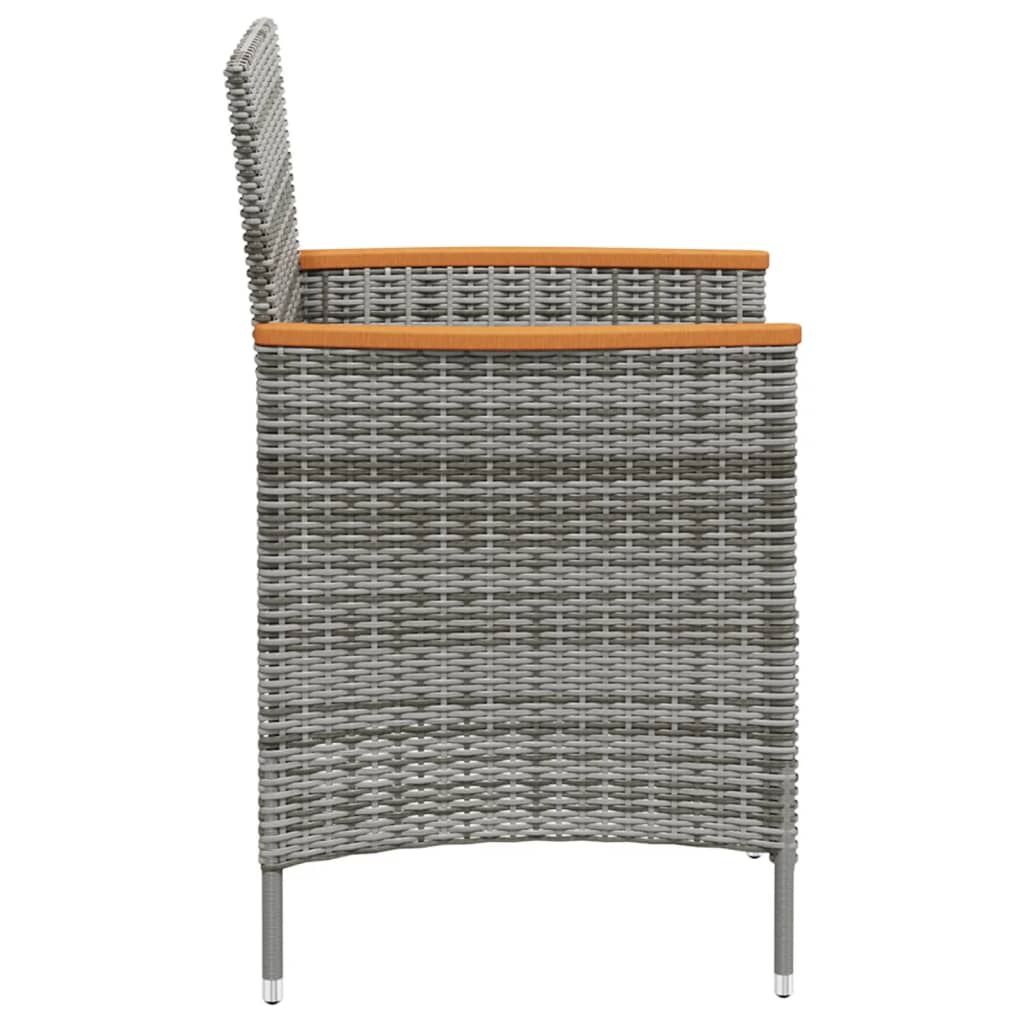 Garden Dining Chairs, 2 pcs., Grey, Poly Rattan