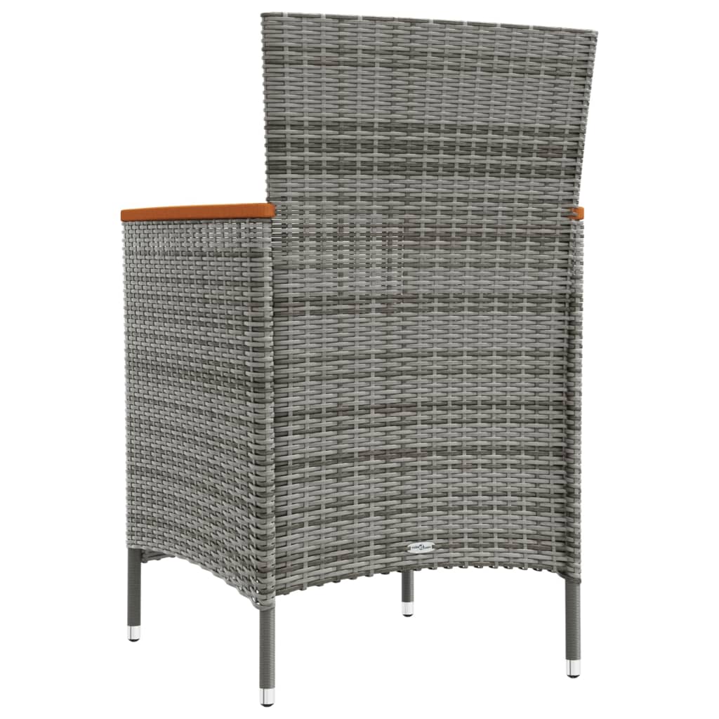 Garden Dining Chairs, 2 pcs., Grey, Poly Rattan