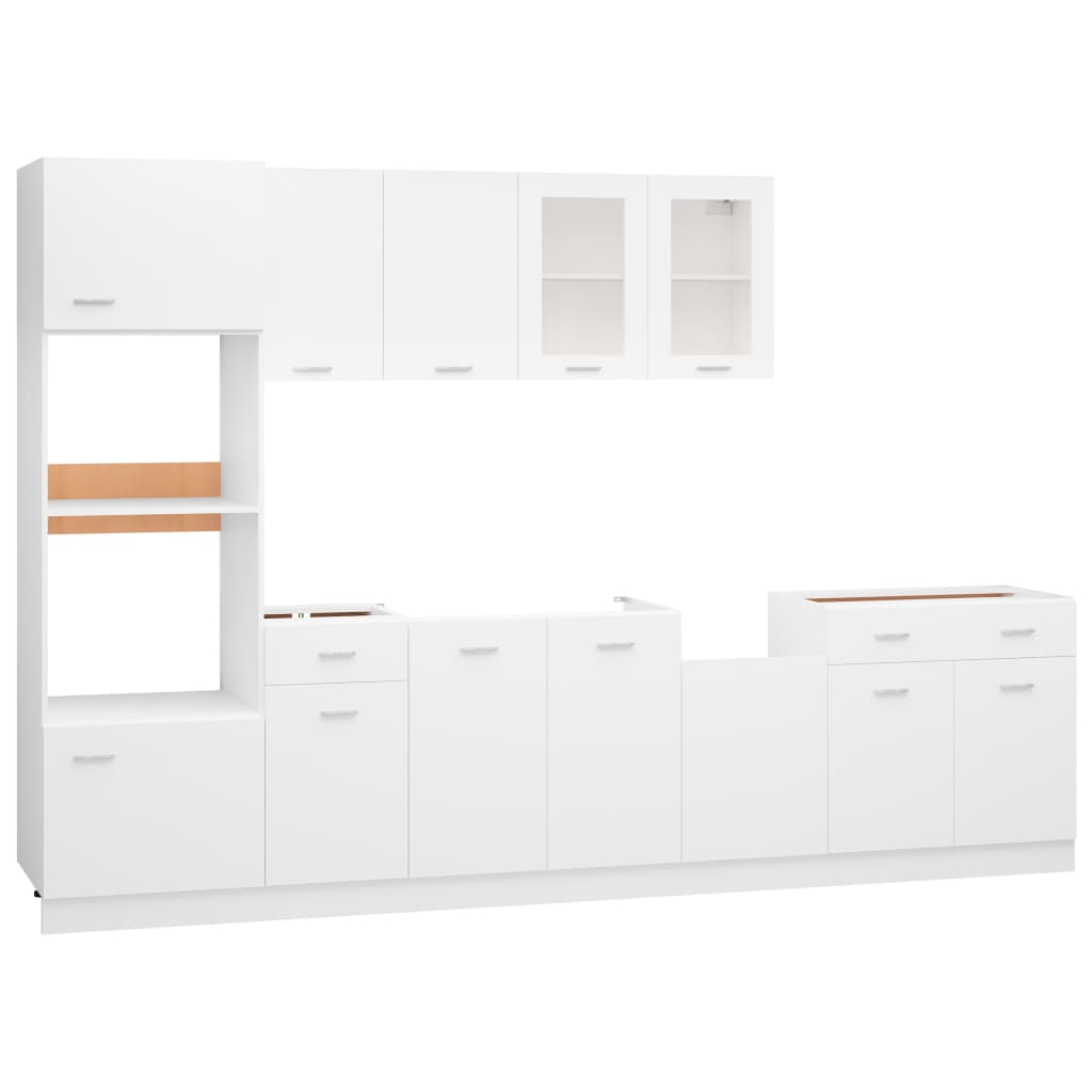 Kitchen cabinet set, 7 pc., white, wood