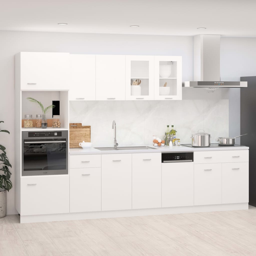 Kitchen cabinet set, 7 pc., white, wood