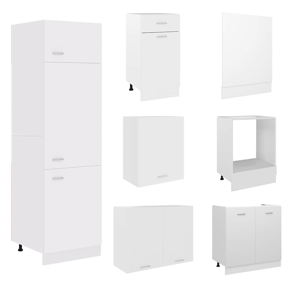 Kitchen cabinet set, Lyon, 7-piece, white, MDF