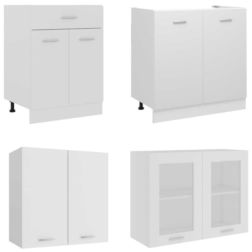 Kitchen cabinet set, 4-piece, white, wood