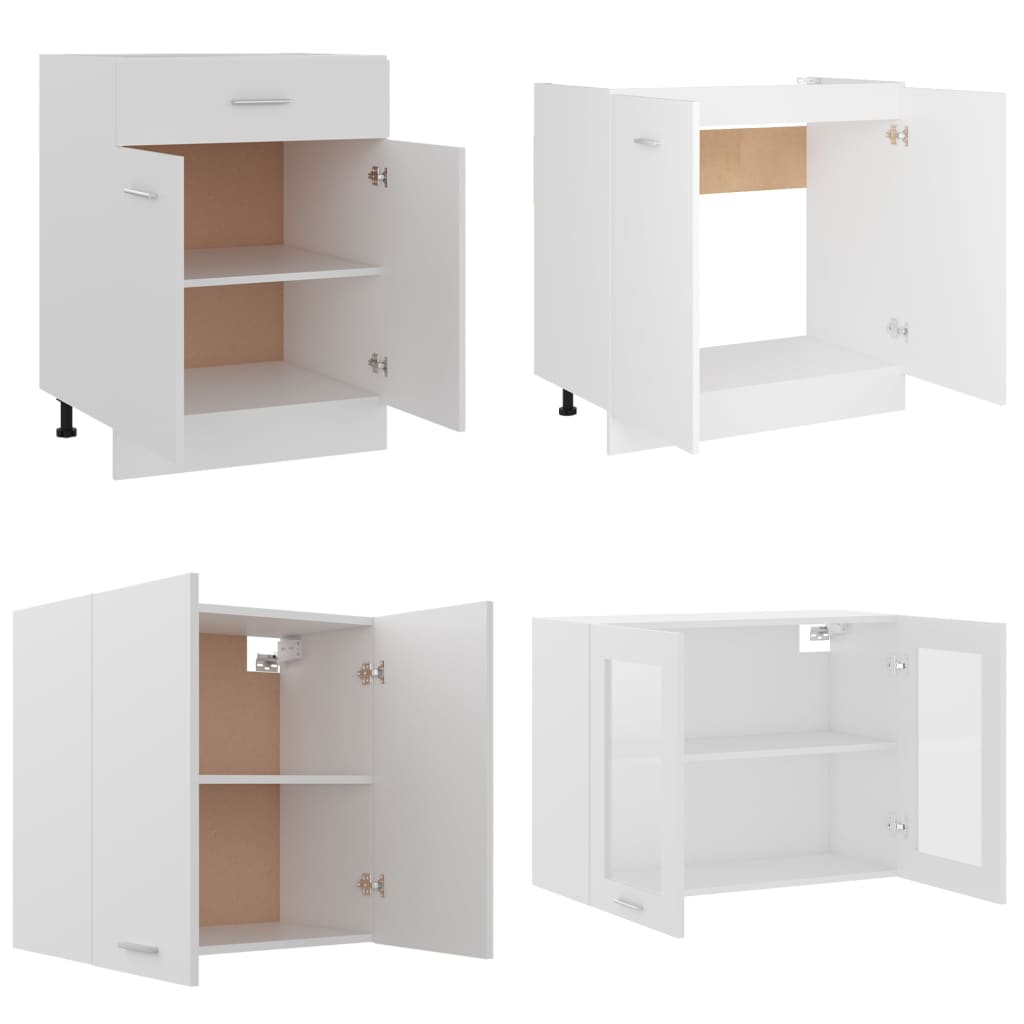 Kitchen cabinet set, 4-piece, white, wood
