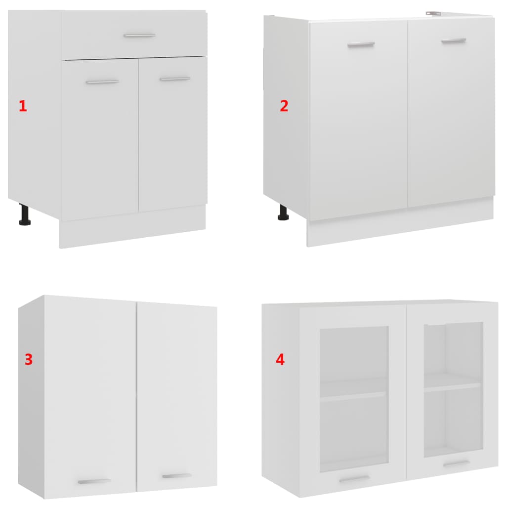 Kitchen cabinet set, 4-piece, white, wood