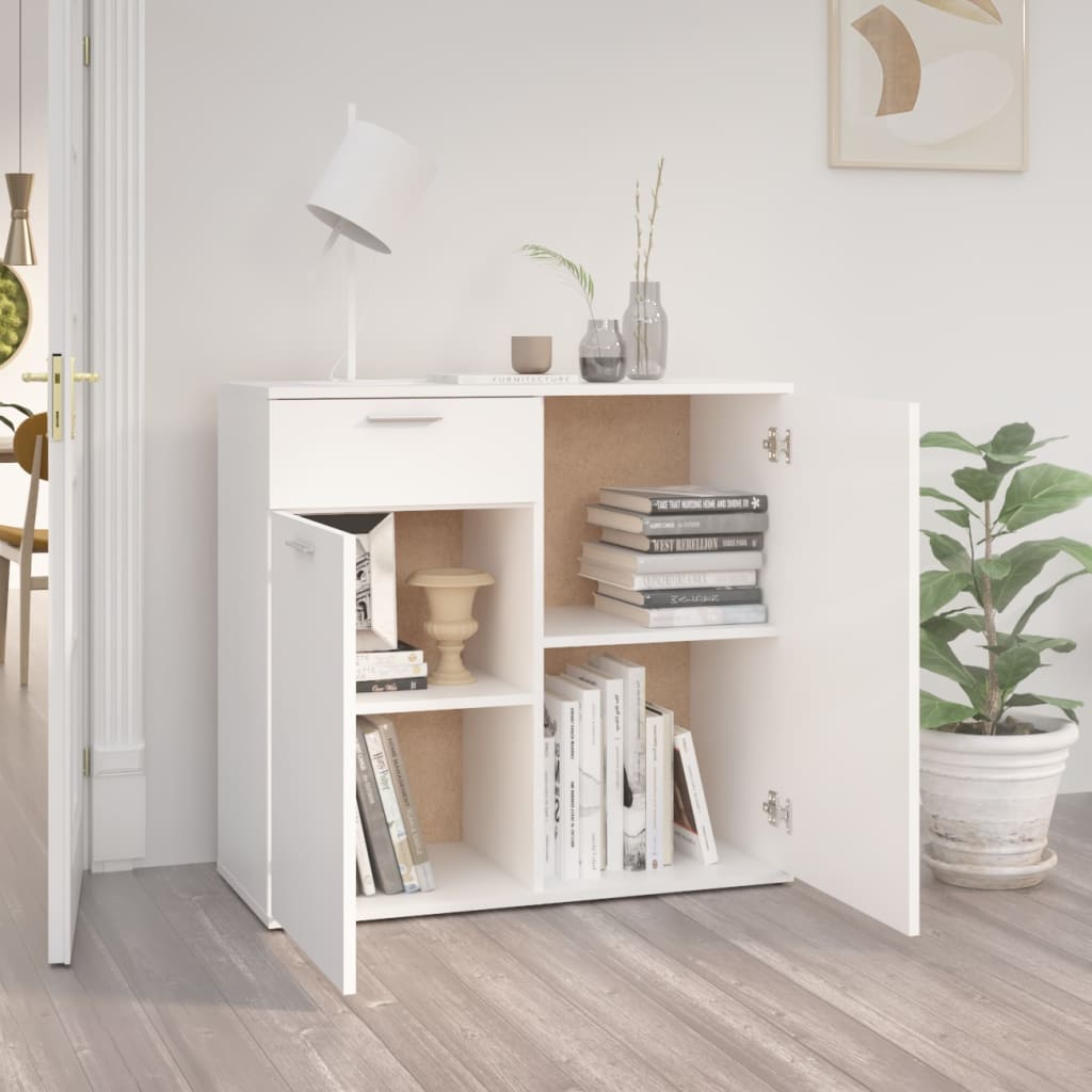 Sideboard, white, 80x36x75cm, chipboard