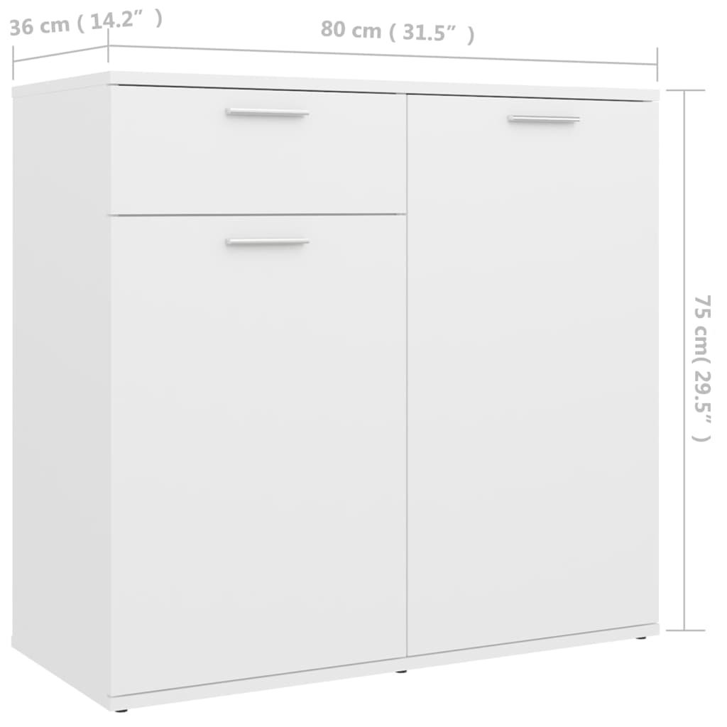Sideboard, white, 80x36x75cm, chipboard