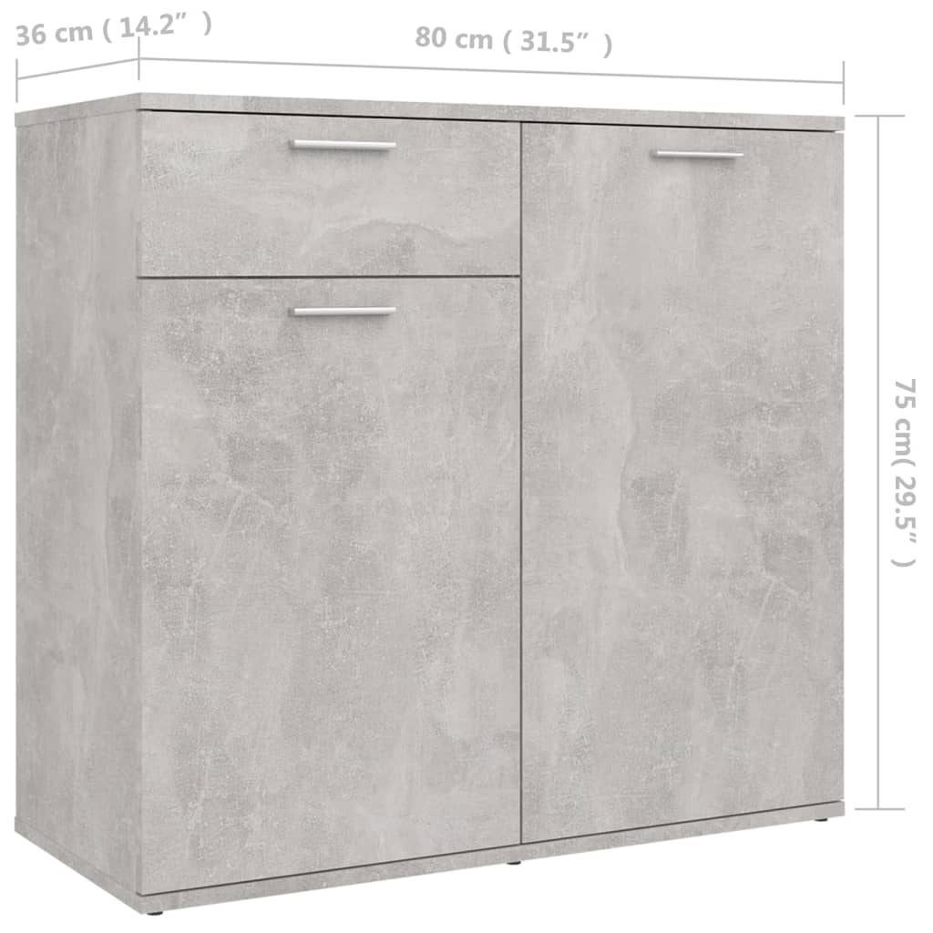 Sideboard, concrete gray, 80x36x75cm, particle board