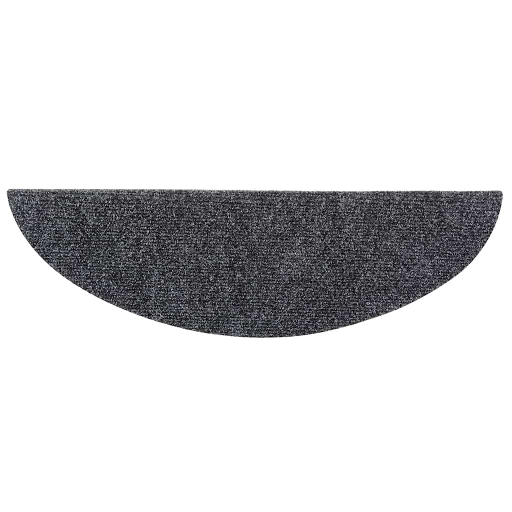 Kāpņu paklājiņi, pašlīmējoši, 5 gab., 56x17x3 cm, tumši pelēki, pusapaļi