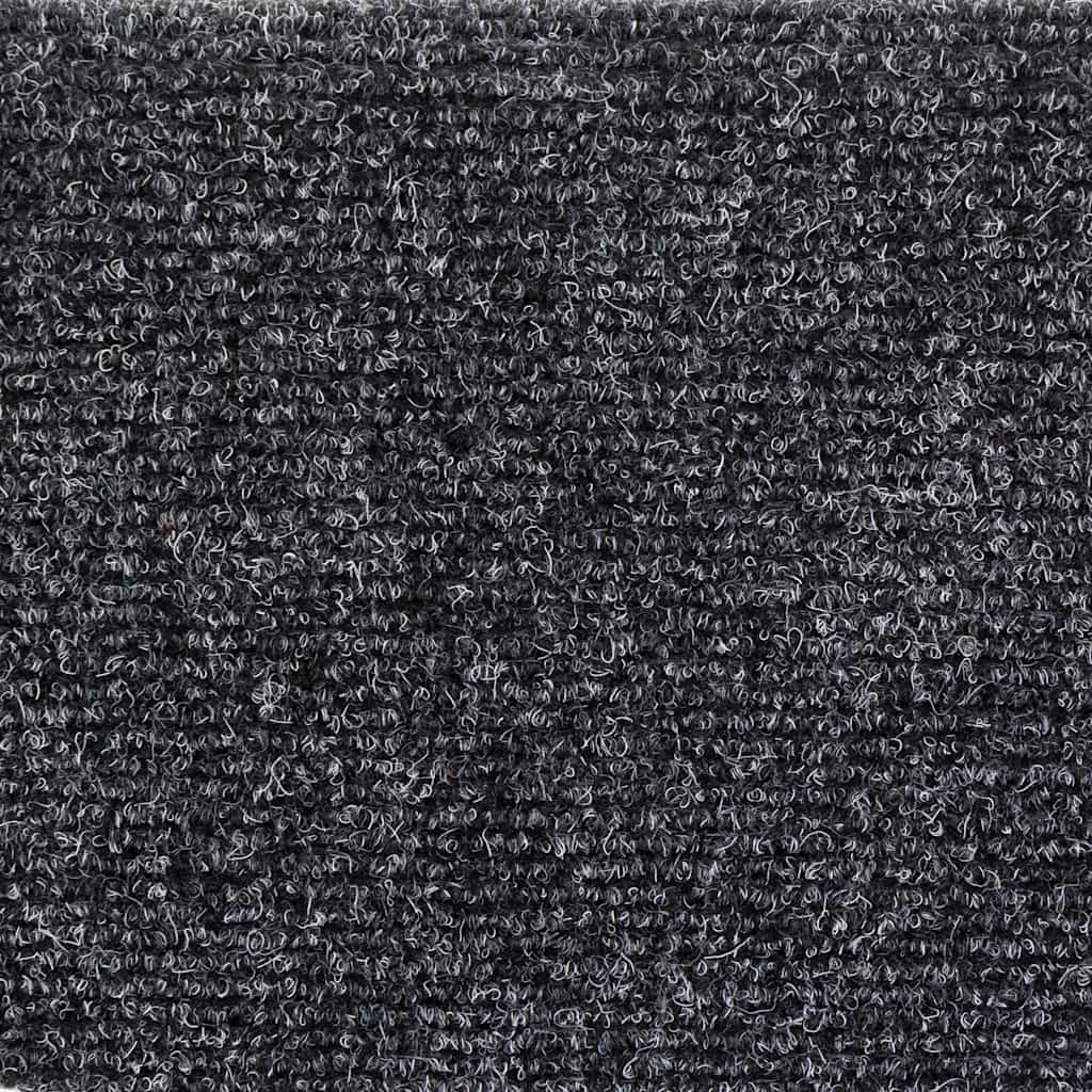 Kāpņu paklājiņi, pašlīmējoši, 5 gab., 56x17x3 cm, tumši pelēki, pusapaļi