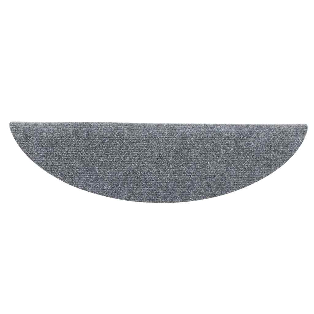 Laiptų kilimėliai, lipnūs, 5 vnt., 56x17x3 cm, šviesiai pilki, pusapvaliai