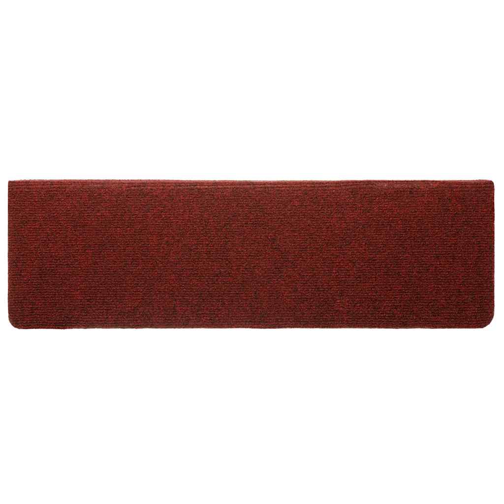 Paklājiņi kāpnēm, pašlīmējoši, 5 gab., 65x21x4 cm, bordo sarkani, taisnstūra, maliņas