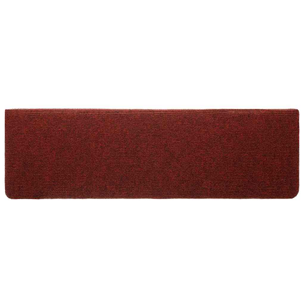 Laiptų kilimėliai, lipnūs, 10 vnt., 65x21x4 cm, bordo raudoni, stačiakampiai, kraštai