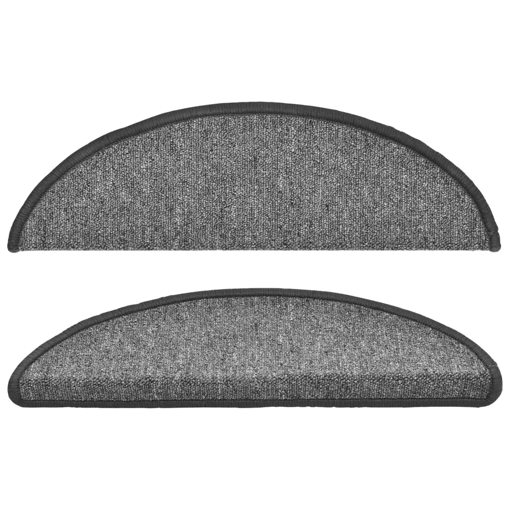 Laiptų kilimėliai, 10 vnt., 56x17x3 cm, tamsiai pilki, pusapvaliai