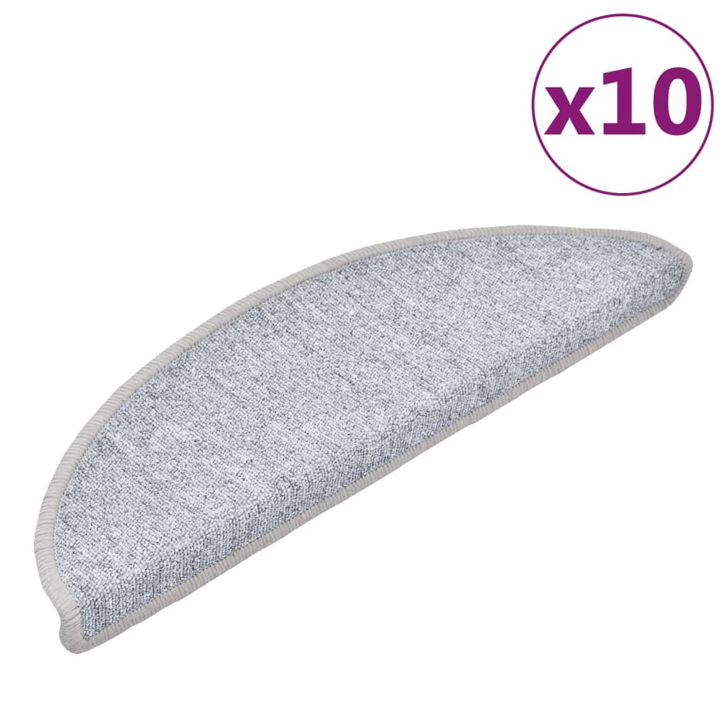 Laiptų kilimėliai, 10 vnt., 56x17x3 cm, šviesiai pilki, pusapvaliai