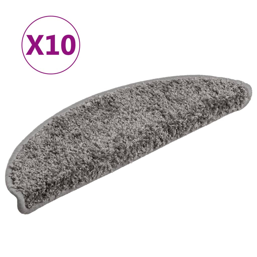 Laiptų kilimėliai, 10 vnt., pilki, 56x17x3 cm, pusapvaliai