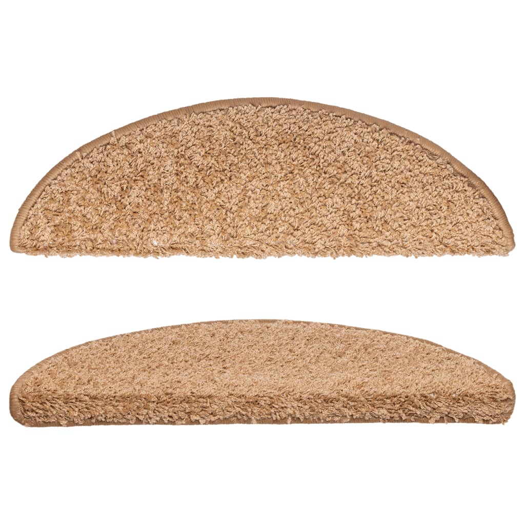 Laiptų kilimėliai, 10 vnt., 56x17x3 cm, smėlio spalvos, pusapvaliai