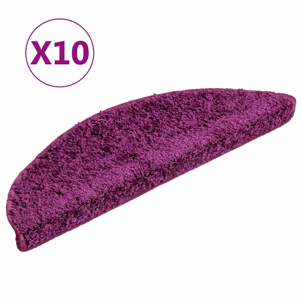 Laiptų kilimėliai, 10 vnt., 56x17x3 cm, violetiniai, pusapvaliai