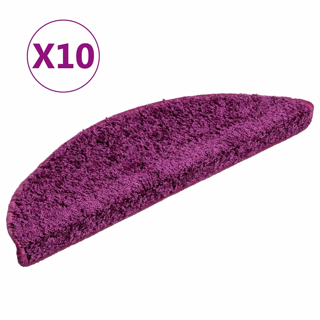 Laiptų kilimėliai, 10 vnt., 56x17x3 cm, violetiniai, pusapvaliai