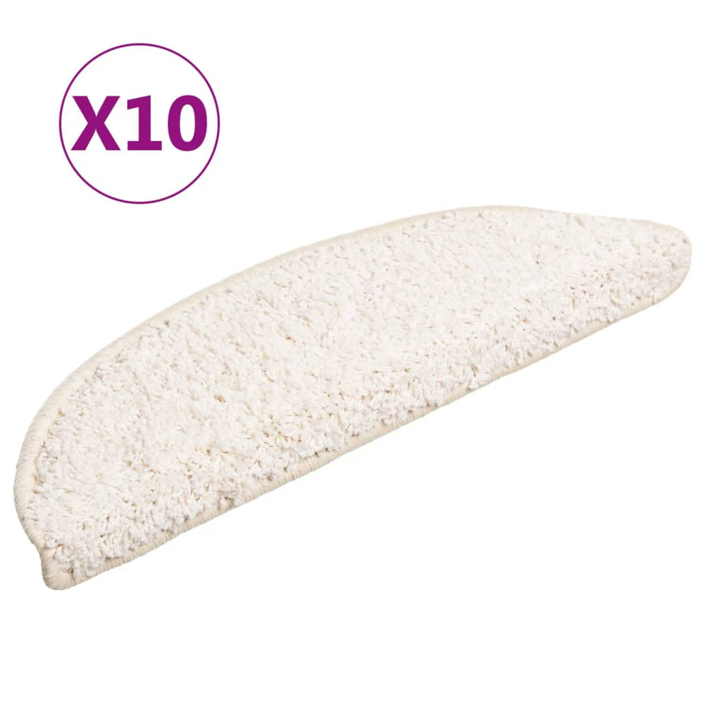 Laiptų kilimėliai, 10 vnt., 56x17x3 cm, balti, pusapvaliai